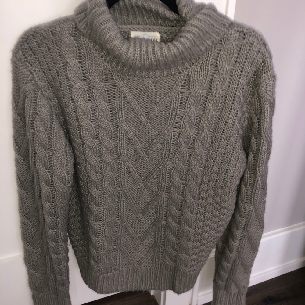 Gray cable knit sweater